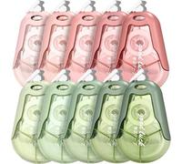 10 PCS Rubans Correcteurs,BetterJonny 20mx5mm Souris Correcteur Blanc avec Capuchon Protecteur Correcteur Souris Rouleaux de Correction Roller Correcteur pour Papeterie Fourniture Scolaire (Vert+Rose)