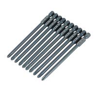 10 pcs S2 Steel PH2 Cross Head Screwdriver Bit Set, Magnetic Tip 1/4 inch Hex Shank 100 mm Blue Coated Rust Resistant Bits with Size Marking for Electric Drill and Air Screwdriver