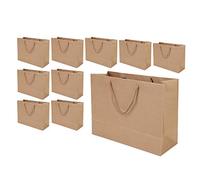 10 Pcs Sac en Papier Kraft Sacs de Cadeaux Sac à Main avec Poignée Sacs-Cadeaux Rrecyclable Sachet Fourre-Tout Emballage Pochettes pour Shopping Anniversaire Mariage Noël Halloween
