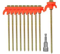 10 Pcs Screw Tent Pegs, Heavy Duty Steel Tent Pegs With Rope Holder, Pegs For Camping And Outdoor, Tent Hooks For Hard Floor And Wood, Sturdy And Solid