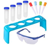 10 PCS/Set Kids Test Tubes KIT 4 PCS 50 ML PP Tubes DE Test ENCROYABLE SCIENTIFIQUES pour Les Joueurs Sciences Enfants pour Les Enfants avec Les MOGGES DE SÉCURITÉ, Rack-Tube, PIPETTES..Jeux jo