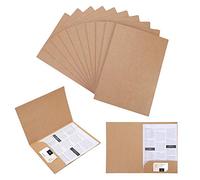 10 Pcs Sous-Chemises de Dossier A4 en Papier Kraft Porte-Bloc de Document à Insertion avec Rabat Portable Pochette de Fichier Rapport Cartonné Porte-Document de Contrat Farde pour Réunion Bureau École