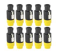 10 Pcs Speakon Connecteur Prise, Prise de Haut-parleur Audio Fiche C-NL4FC Speakon Plug Twist Lock Connecteur de Câble 4 Broches pour Haut-parleur, Amplificateur, Mixeur, Systèmes de Son(Jaune)