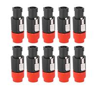10 Pcs Speakon Connecteur Prise, Prise de Haut-parleur Audio Fiche C-NL4FC Speakon Plug Twist Lock Connecteur de Câble 4 Broches pour Haut-parleur, Amplificateur, Mixeur, Systèmes de Son(Rouge)