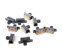 10 Pcs SS22F25-G7 2 Position DPDT 2P2T Panneau Mini Interrupteur à Glissière Solder Lug Argent, Noir ON-OFF-ON 0.5 amps 5V DC DIP SWITCH Métal Digital Physique