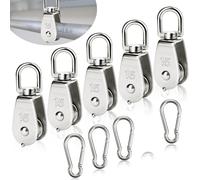 10 Pcs Stainless Steel Pulley Pulley Set Including 5pcs M15 Pulleys And 5pcs M4 Carabiners For Rope, Pulley, Suitable For Sailing, Fitness