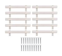 10 Pcs Steel Cabinet Pulls, Metal Drawer Pulls in 201 Stainless Steel with Hollow Modern Design, Silver Cabinet Handles for Kitchen Wardrobe Furniture Door Desk Drawer (Espacement des trous 96 mm)