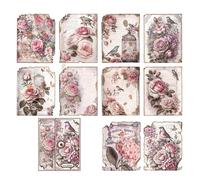 10 Pcs Stickers Scrapbooking Materiel,Autocollant Vintage Accessoires,Autocollants Pour Rose Rouge Plante,ThèMe Aesthetic Couleur Fleurs Sticker,Livre Gommettes Autocollante,for Book Album Photos
