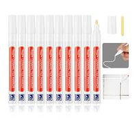 10 Pcs Stylo Joint Carrelage, Stylo de Carrelage avec 10 Pointes de Rechange, Marqueur Joints, Rénovateur de Coulis pour Réparation, Sol Salle de Bain, Cuisine, Mur (blanc)