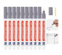 10 Pcs Stylo Joint Carrelage, Stylo de Carrelage avec 10 Pointes de Rechange, Marqueur Joints, Rénovateur de Coulis pour Réparation, Sol Salle de Bain, Cuisine, Mur (Gris Clair)