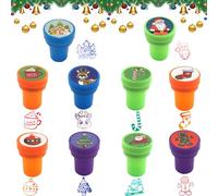 10 pcs Timbres Enfants,Tampon de Noël pour Enfant,Timbres encreurs pour Enfants,Encreurs Tampons Enfants,Enfant Tampon Noël Set,pour Cadeaux de Noël, Objets d'Artisanat.