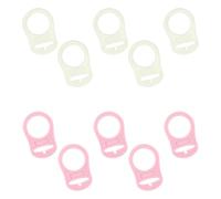 10 Pcs Transparent Attache Tétine, Silicone Bouton Anneau, Silicone Adaptateur Attache de Sucette pour Sucette (Rose/Blanc)