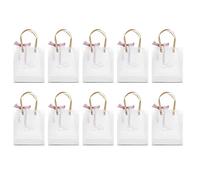 10 Pcs Transparent PVC Wedding Candy Box Handbag, Reusable Gift Bag with Pink Ribbon, Frosted Eco - Friendly Candy Bags for Birthday Party Christmas Wedding Supplies