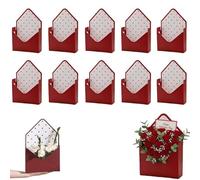 10 Pcs Valentine Envelope Boxes, Valentine Envelope Gift Box, Flower Wrapping Paper, Romantic Boxes for Gifts, Valentines Day Flower Bouquet Package Gift for Proposal Wedding (Wine Red)