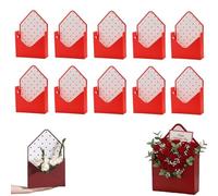 10 Pcs Valentine Envelope Boxes, Valentine Envelope Gift Box, Flower Wrapping Paper, Romantic Boxes for Gifts, Valentines Day Flower Bouquet Package Gift for Proposal Wedding (Red)