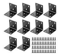 10 PcsEquerre Metal, Equerre Fixation Charge Lourde, Equerre d'Assemblage Renforcée, Connecteur Bois équerre de Fixation à 90 Degrés Noire, Équerre de Coin (40 x 40 x 40 mm)