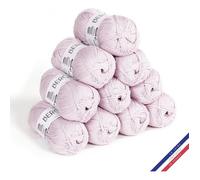 10 pelotes de laine - Lilas - 100% coton bio - 3mm - Tricot et crochet - Bergère de France