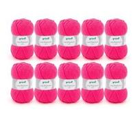 10 pelotes de laine - Rose fluo - 30 - 100% acrylique - 3,5/4,5 mm - Gründl - Lisa Premium