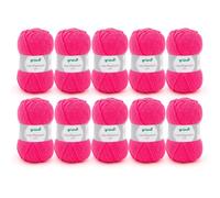10 pelotes de laine - Rose fluo - 30 - 100% acrylique - 3,5/4,5 mm - Gründl - Lisa Premium