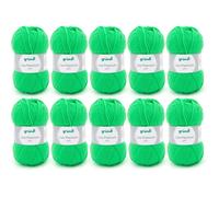 10 pelotes de laine - Vert fluo - 29 - 100% acrylique - 3,5/4,5 mm - Gründl - Lisa Premium