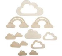 Rayher Pendentifs en bois pour mobile bébé «Petit nuage» – 10 pcs – Naturel