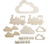 10 pendentifs en bois pour mobile petit train Beige G