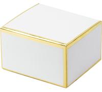 10 petites boîtes cadeaux blanches avec bordures dorées en papier