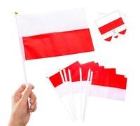 10 Petits Drapeaux Pologne sur Tige & 2 Tatouages, Mini Pavillon Polonais Main avec Bâton pour Coupe du Monde Football 2026 Fête Nationale Décoration Fête Déco Défilé Sport Jeux Olympiques