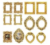 10 Pezzi Cornici In Miniatura Vintage Dorate Cadre,Quadrato,Ovale,Cuore,