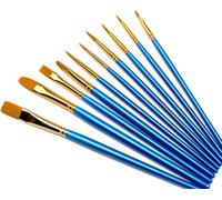 10 Pi¿¿Ces Pinceaux Peinture Acrylique,Nylon Pinceaux Artiste Plume Lisse,Pinceaux De Peinture ¿¿ L'huile,Brosse De Peinture,Cadeaux Anniversaire Pour D¿¿Butant Artiste Enfant,Bleu
