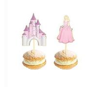 10 pics à cocktail château princesse 10cm rose - partypro 913343 Rose G