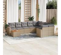 10-Piece Beige Wicker Patio Furniture Set with Cushions, Outdoor Rattan Sofa Set with Coffee Table for Garden, Terrace, Backyard, UV Resistant & Waterproof Resin Wicker, Modular Design, Easy to Clean