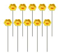 10-Piece Ceramic Flower Bee Watering Stations - Shallow Drinker Cups | Flower-Shaped Ceramic Cups, Stakes for Easy Ground Mounting, Weather-Resistant Shallow Hydration Station for Bees