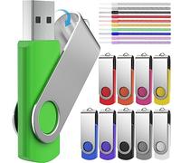 10 Pièce Clé USB 4 Go Mémoire Stick - Rotation Cle USB 4 Go Lot de 10 Clefs USB - FEBNISCTE Disque Flash Multicolore Cles Usbs Pendrive avec Cordes