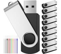 10 Pièce Clés USB 4 Go Rotatif Clef USB 4Go Lot de 10 Pen Drives Mémoire Stick Pas Cher Noir Cle USB USB 2.0 Flash Drive avec Cordes by FEBNISCTE