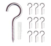 10 Pièce Crochets à Visser Inox, Plafond Vis Crochet, Piton à Visse, Avec 10 PCS Chevilles Kit, M4 x 20 x 50mm, Pour Lustres, L'artisanat