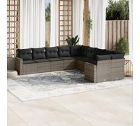 10-Piece Grey Wicker Resin Garden Furniture Set with Cushions - Outdoor Patio Sofa Set for Backyard, Terrace Modular Design, Waterproof Storage, Removable Covers Durable & Weather-Resistant
