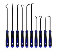 10 Piece Pick And Hook Set - Automotive Repair Maintenance Tools | Hook Kit For O Ring Seal Removal | For Workshop Garage Mechanic Home Outdoor Industry, Alloy Steel Rubber Handle, 16.5cm To 24cm