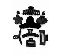 10 Piece Women Black Plush Hair Claw Clip Set Soft Comfortable Daily Use
