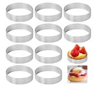 10 Pièces ø 8 cm Cercle Tartelette, Acier Inoxydable 430 Cercle a Tarte Perforé, Circulaire Cercle a Patisserie, Outils de Cuisson et de Bricolage pour Gâteaux, Pizzas, Sandwichs, Beignets