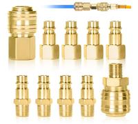 10 Pièces 1/4" BSP Raccord Rapide Air Comprimé Européen avec Filetage Précision, Embout Compresseur Air Laiton Multifonctionnel, Raccord Pneumatique Étanche Durable pour Penumatic, Raccords Tuyau Air