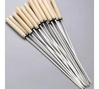 (10 pièces) 10 pièces Brochettes de barbecue anti-brûlure avec manche en bois peuvent être réutilisées Brochettes de barbecue en métal en acier inoxydable 304 Brochettes larges