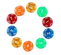 10 pièces 12 Faces Bricolage Jeu Impression Gravure Enfant Jouets éducatifs numéro numérique Acrylique dés Transparents pour fête Famille Jeu de rôle Jeux de dés Coin Rond Ensemble numérique Kit