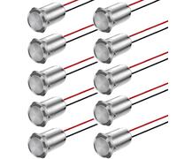 10 Pièces 12mm Momentané Bouton Poussoir 12V/24V, Étanche Interrupteur Poussoir On/Off Rond, Tête Haute Bouton-Poussoir Electronique Acier Inoxydable avec Fil pour PC Voiture Lampe Table