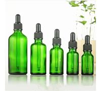 10 Pièces 15-100ml Vide Bleu Vert Verre Bouteille Vide Compte-Gouttes Huile Essentielle Flacon Maison Essence Cosmétiques Conteneur