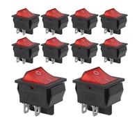 10 pièces 15/30A 250V KCD2 KCD4 interrupteur à bascule DPST 4 broches rouge éclairé 120V interrupteur à bascule marche/arrêt robuste(Red10pcs)