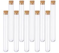 10 Pièces 16 * 150mm Tube à Essai avec Bouchon Liège, Éprouvette Transparen, Eprouvette, Tubes à essai en plastique, pour Bonbons Epice Plante Echantillon