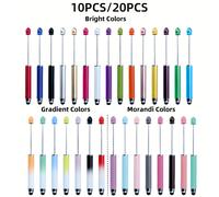 10 pièces/20 pièces couleur brillante/dégradé/Morandi Style désigné série bricolage perlé en caoutchouc tactile brosse écran stylo à bille ensemble C 10PCS Morandi