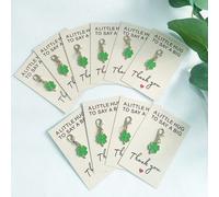 10 pièces/20 pièces Porte-clés trèfle à quatre feuilles porte-bonheur, comprenant 10 porte-clés + 10 cartes de bénédiction, décoration de plante fraîche convenant pour la remise des diplômes, la fête