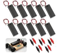 10 Pièces 2x1.5V Support de Pile AA, Boîtier de Support de Batterie avec Couvercle en Plastique et Pinces Crocodile, Boîtier Piles Interrupteur, avec Fil de Connexion Câble, Boitier Piles Interrupteur